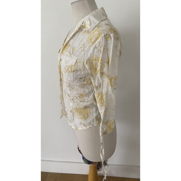 PERISCOPE Yellow White Floral Button Down Shirt SIZE S Juniors Women’s - Picture 2 of 8